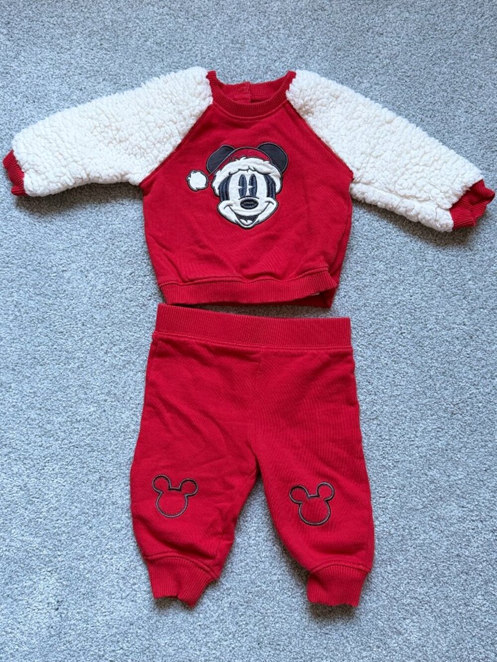 Disney Baby Mickey Mouse Red Sweater Christmas Set 6-9 months